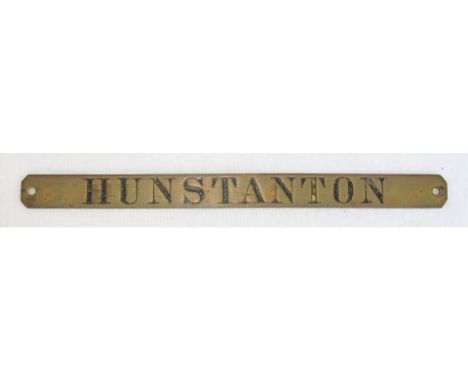 GER Brass No 6 Tablet Instrument Shelf Plate. HUNSTANTON. Excellent original condition.