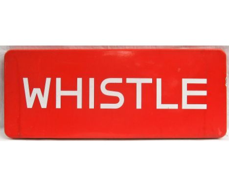 London Transport fully flanged enamel WHISTLE Sign in excellent condition.