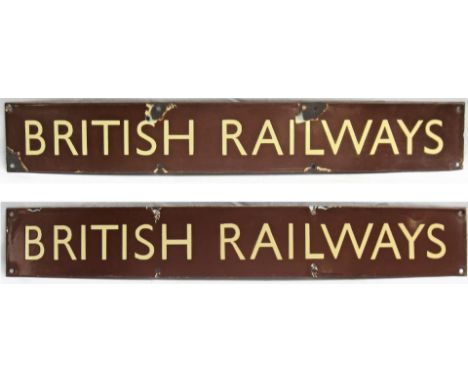2 x BR(W) Enamel poster board headings BRITISH RAILWAYS. Both measure 27in x 4in.