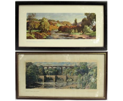 Framed &amp; Glazed Carriage Prints. RIVER ALLEN by Leonard Squirrel together with CROXDALE VIADUCT near Durham by S Badmin. 