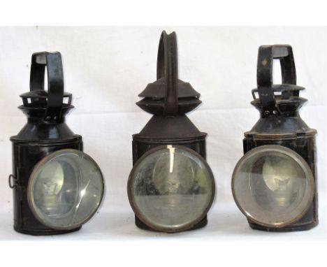 2 x BR Standard Hand lamps complete with all associated parts (one front lens cracked) together with a 3 aspect Hand lamp emb