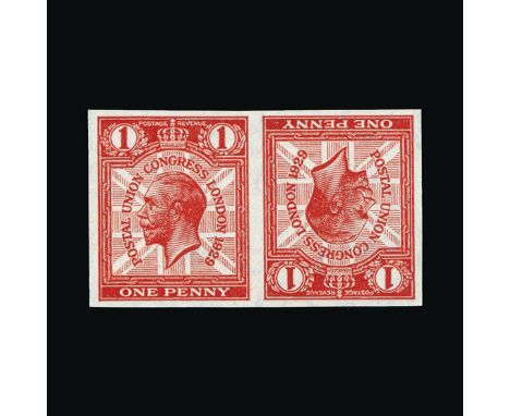 Great Britain - KGV : (SG (435)) 1929 PUC 1d TETE-BECHE IMPERF IMPRIMATUR horizontal pair, very fine and fresh, u.m.  From a 