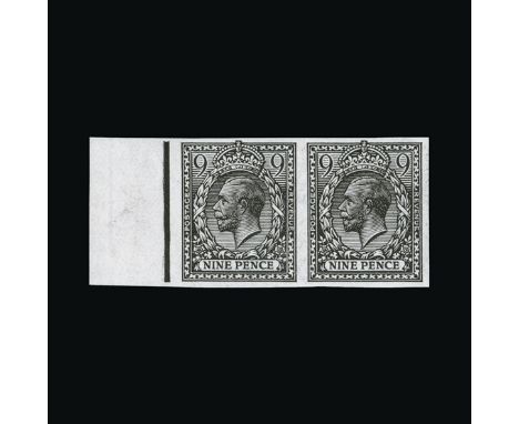 Great Britain - KGV : (SG (392)) 1912-24 9d agate, HORIZONTAL IMPERF IMPRIMATUR PAIR, fine and fresh, marginal u.m.  Ex. Nati