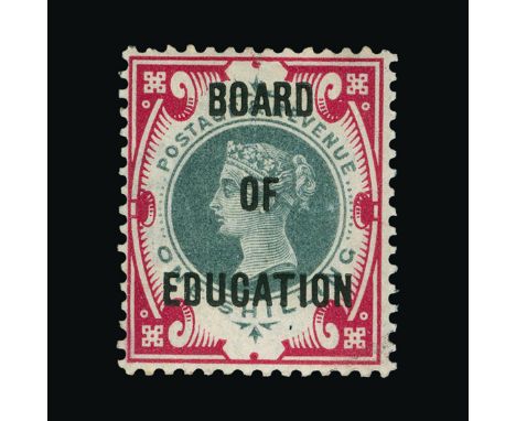 Great Britain - Officials : (SG O82) 1902 BOARD OF EDUCATION 1s green and carmine, surface scratched at top, possibly never h