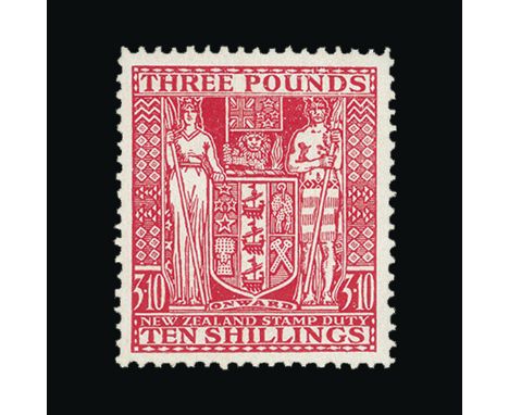 New Zealand - Postal Fiscals : (SG F209) 1940-58 £3.10s rose wmk upright fresh m.m., light crease Cat £3500 (image available)
