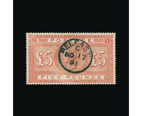 Great Britain - QV (surface printed) : (SG 137) 1867-83 £5 orange, DD, well centred, light horizontal crease at right, carefu