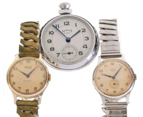 Vintage Smiths Empire 7-jewel gentleman's wristwatch with subsidiary dial, together with Services 5-jewel shockproof wristwat