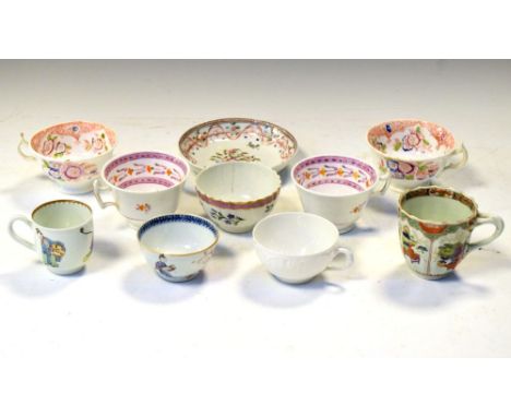 Quantity of European teaware including Worcester dragon in compartment cup Condition: Two orange and one pink tea cup, pink t