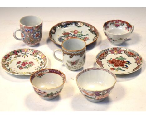 Collection of Chinese Canton Famille Rose porcelain tea and coffee wares, early 19th Century and later Condition: The tall he