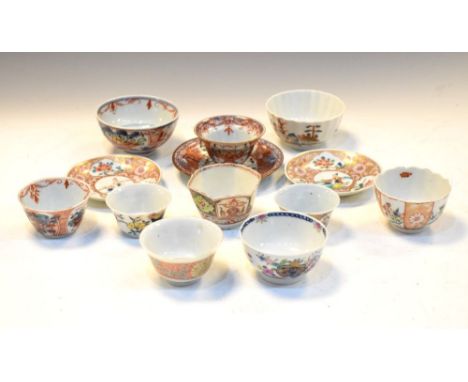 Group of 18th Century and later Chinese porcelain tea wares, to include tea bowl decorated with gilt medallions with undergla