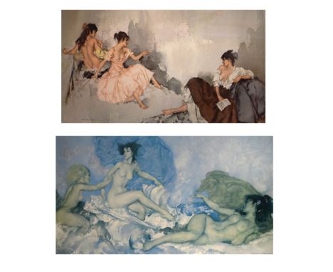 After Sir William Russell Flint - Signed limited edition print - Three Girls No.524/850, 36cm x 57.5cm, and Rococo Aphrodite 