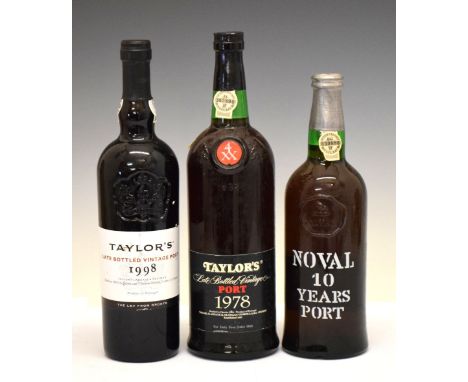 Litre bottle of Taylors Late Bottle Vintage Port 1978, together with a bottle of Taylors Late Bottled Vintage 1998 and a Nova