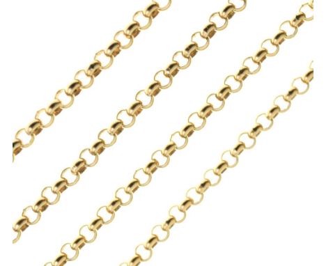 Yellow metal belcher link long chain stamped 375, 72cm long approx, 27.9g approx Condition: **Due to current lockdown conditi