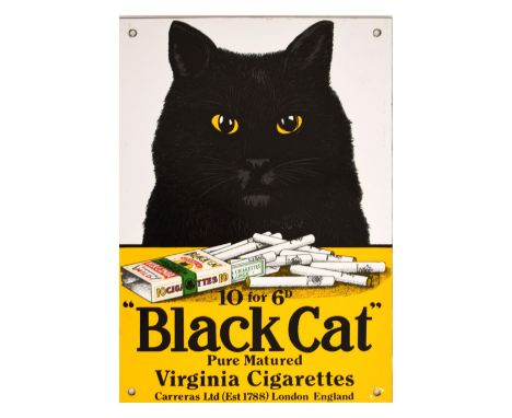 Advertising - Reproduction Dodo Designs 'Black Cat' pure matured Virginia Cigarettes enamel sign, 31.5cm x 22cm Condition: So