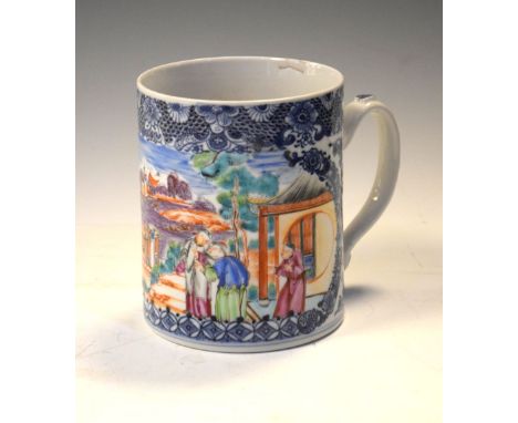 Late 18th or early 19th Century Chinese Canton Famille Rose porcelain mug, 13cm high Condition: Fault to glaze possibly exten