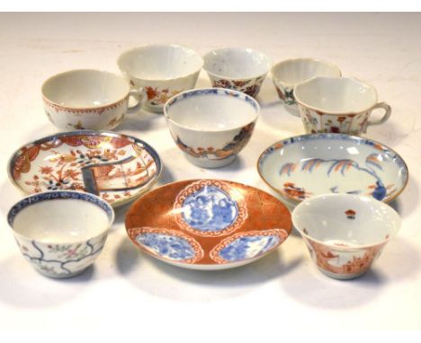 Group of 18th Century and later Chinese porcelain tea wares, comprising six tea bowls, two cups, and three saucers, one with 