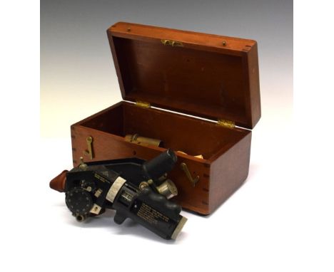 US Army Air Corps aircraft octant in wooden case Condition: Loss to rim of eye-piece overall wear and losses, rubber componen
