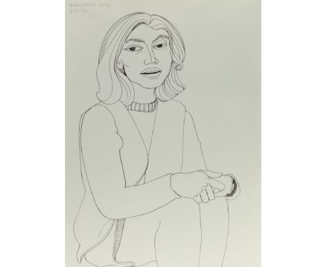* ALASDAIR GRAY (SCOTTISH 1934 - 2019), UNTITLED PORTRAIT photo-litho print, signed and numbered 42/50 in pencil 20cm x 30cm 
