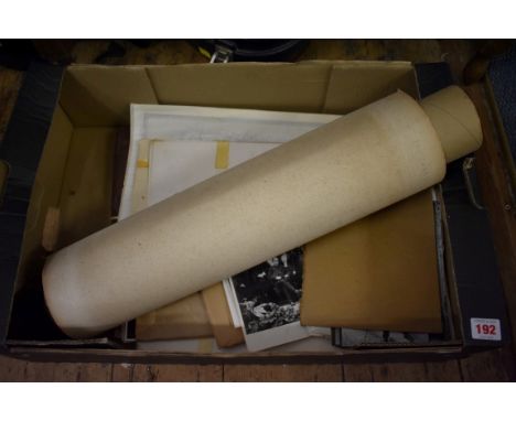 BOX:&nbsp;small quantity misc photos, printers proofs, etc, to include bundle of b&amp;w photographs of Kashmir, package of p