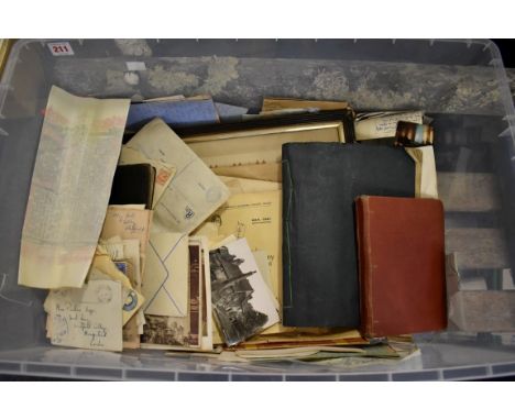 MISC EPHEMERA &amp; CORRESPONDENCE:&nbsp;a large carton, to include framed colour printed certificate of good service to one 