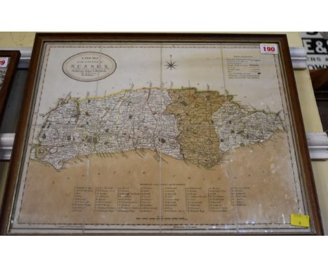 SUSSEX MAP:&nbsp;ROWE (R): 'A New Map of the County of Sussex divided into Rapes &amp; Hundreds..', London, printed for R Row