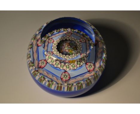 Perthshire Paperweights - Magnum Cushion designed by John Deacons, profusely decorated with a mass of multi coloured miniatur