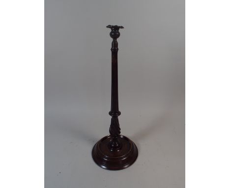 A Turned and Reeded Wooden Candle Stick on Circular Base, 50cm High