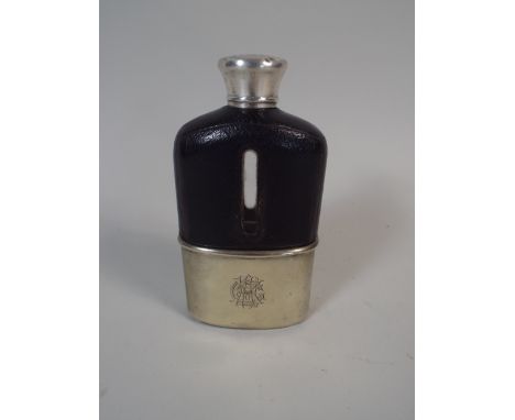 A Victorian Silver Plate and Glass Hip Flask by Asprey with Silver Screw Top, 15cm High  