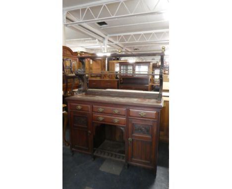 A Late Victorian Mahogany Sideboard with Four Drawers, Two Cupboards and Open Display Area, Having Unrelated Earlier Victoria