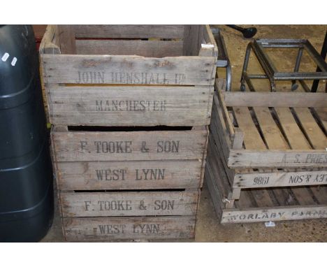 Three vintage apple crates