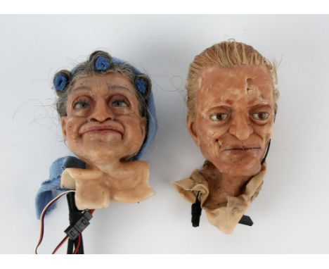 Agent Crush (2008) - 2 x Screen Used Animatronic Puppet Heads, Spanners 17cm x 8cm and The Old Woman 30cm (with cables extend
