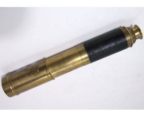 M. Aronsberg of Liverpool brass and leather clad draw telescope, 22 x power.