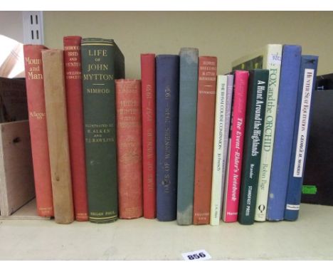 A collection of Edwardian and later hunting/equestrian books including Hare Hunting and Harriers by Brydon, The Life of John 