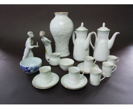 A collection of Royal Doulton Berkshire pattern coffee wares, TC1021 comprising a pair of coffee pots, cream jug, sugar bowl,