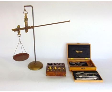 Boxed Wedoco compass/stationers set, fitted with two tiers and compasses and other measuring tools; together with a vintage s