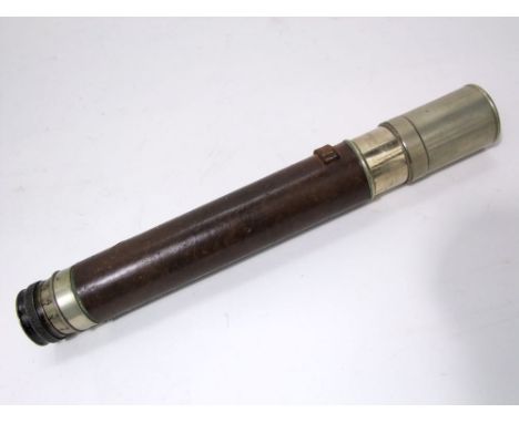 W Ottway & Co Limited of London steel and leather clad draw telescope, dated 1944 and registered number 6478.