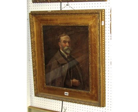 An early 20th century watercolour portrait by Cyril Ward, showing a half length study of a gentleman with white beard and gre