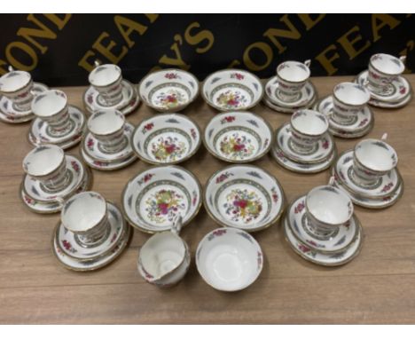 Box of Paragon - “Tree of Kashmir” patterned tea China - comprising of 12 cups, 12 saucers, 12 side plates, 6 bowls, milk jug