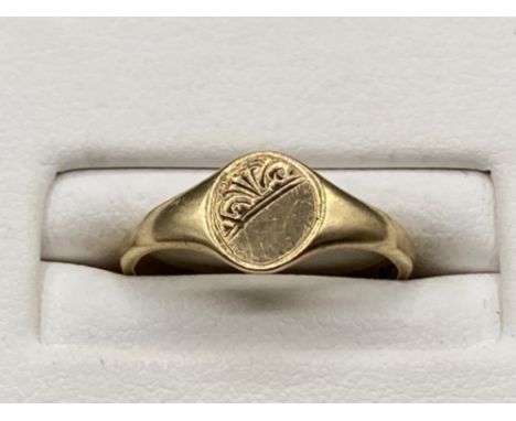 9ct gold signet ring, size H 1.4g