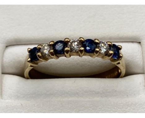 9ct gold sapphire and CZ eternity ring, 1.9g size N1/2