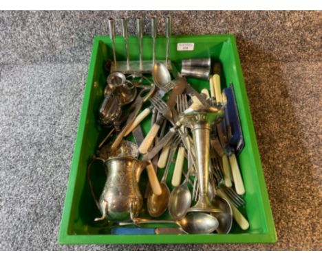 Tray of silver plated ware including 5 tube mcm, table lighter and more