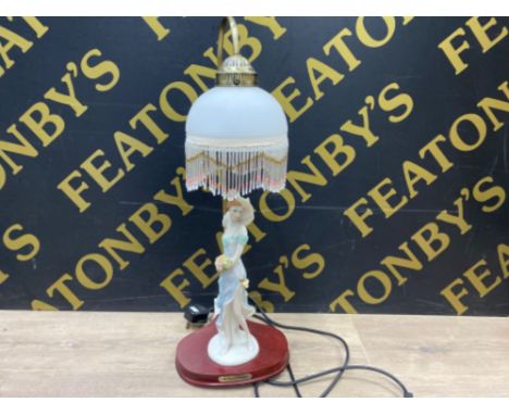 Vintage table lamp with glass drop shade &amp; lady figured base - part of the Juliana collection