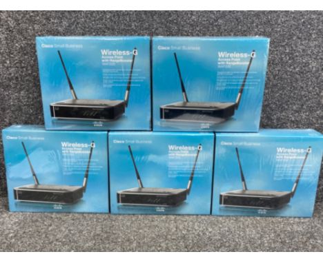 5x Cisco “small business” wireless-G Access point’s with range boosters, model WAP200, all still sealed &amp; new in original