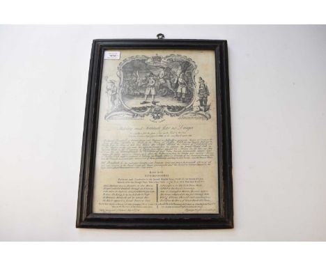 BOSCOBEL BROADSIDE to the memory of Richard Pendrill. S Gamage & W Pendrill, Worcester, 31st July 1756. 390 mm x 275 mm.Richa