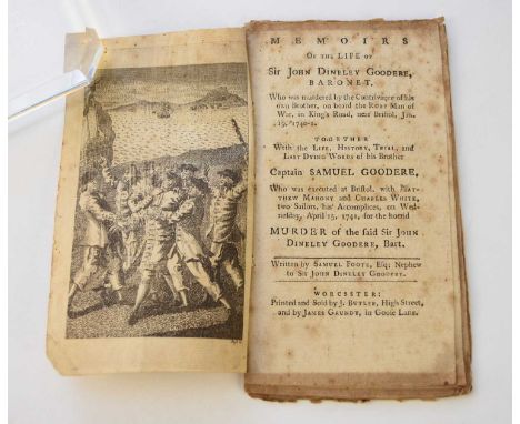 FOOTE, Samuel, Memoirs of the Life of Sir John Dineley Goodere, Baronet, who was murdered by the contrivance of his own broth