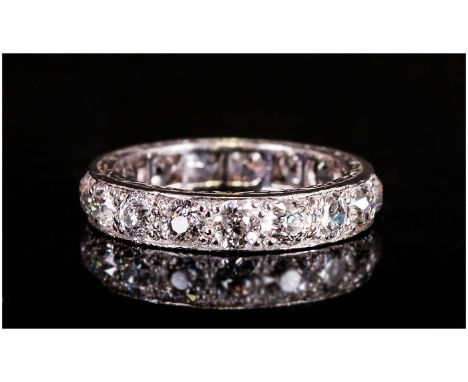 18ct White Gold Set Diamond Full Eternity Ring, The Diamond of Good Colour and Clarity. Est GH Colour. VS-2 Clarity. Est Weig