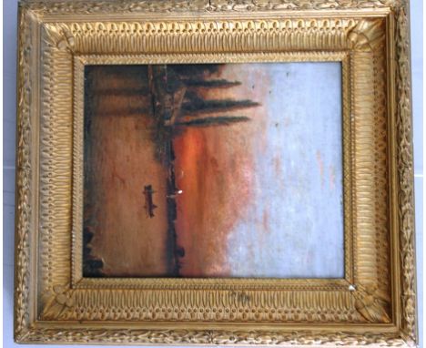 Nils Hans Christiansen (1850-1922): A Fjord at sunset, oil on board, signed lower left, H 29.5 x W 24.5 cm; together with Cir