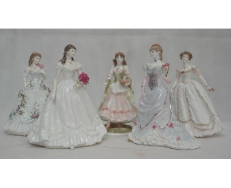 Five Royal Worcester figurines to inc 'Queen of May', 'Sweet Valentine', 'Queen of Hearts'