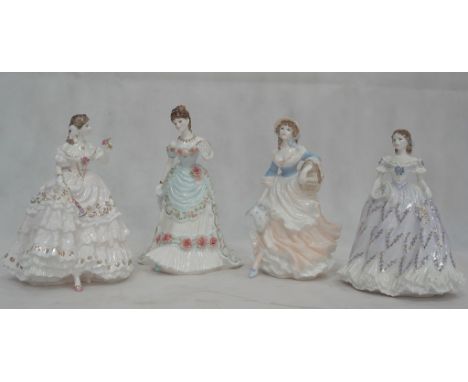Four Royal Worcester figurines to inc 'Milkmaid', 'Last Waltz'