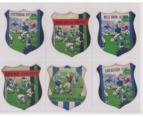 Trade cards, Anonymous, Football Shields, plain backs, six cards, Derby County, Leicester City, Newcastle United, Sheffield W